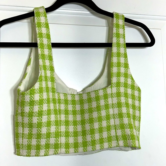 Zara Green Gingham Halter Knit Top size S - Picture 4 of 7